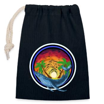 Marine Mammals Whale Fish South Seas Environmental Protection Island - Closable cotton gift bag (14x20cm) - navy - Front