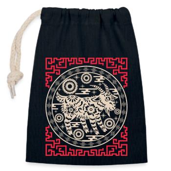 Chinesisches Horoskop China Jahr der Ziege - Verschließbarer Geschenkbeutel aus Baumwolle (14x20cm) - Navy - Vorne