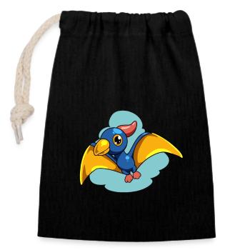 Dessin animé Ptéranodon - Sac cadeau en coton avec cordon (14 x 20 cm) - noir - Devant
