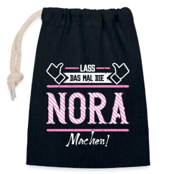 Nora Geschenkidee Geschenk Geburtstag - Verschließbarer Geschenkbeutel aus Baumwolle (14x20cm) - Navy - Vorne