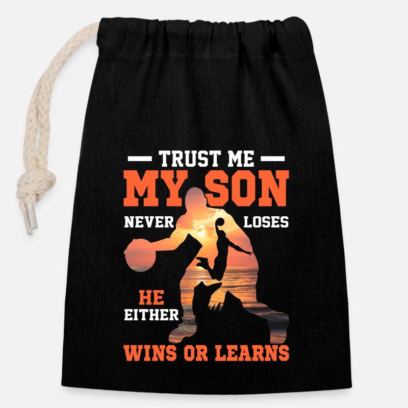 trust me my son - lovers basket - Sac cadeau en coton avec cordon (14 x 20 cm) - noir