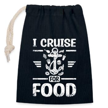 bateau de croisière, je navigue pour la nourriture - Sac cadeau en coton avec cordon (14 x 20 cm) - bleu marine - Devant