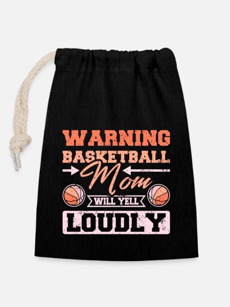 Maman basketball va crier fort - Sac cadeau en coton avec cordon (14 x 20 cm) - noir
