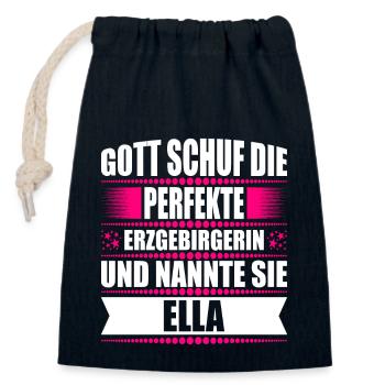 Erzgebirge Frau Namen Sachsen Ella - Verschließbarer Geschenkbeutel aus Baumwolle (14x20cm) - Navy - Vorne