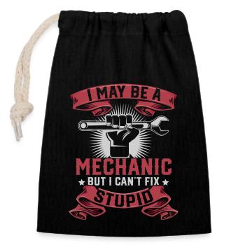 Mechanic - Closable cotton gift bag (14x20cm) - black - Front