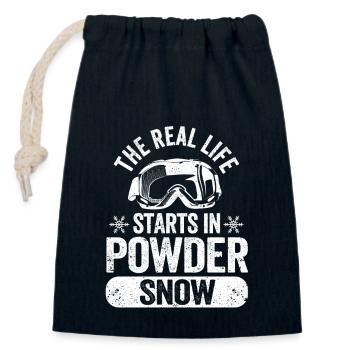 Snowboard Snowboarder Real life begins in the - Closable cotton gift bag (14x20cm) - navy - Front