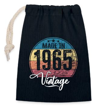 Millésime Fabriqué en 1965 Année de naissance 1965 Anniversaire - Sac cadeau en coton avec cordon (14 x 20 cm) - bleu marine - Devant