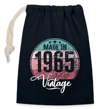 Millésime Fabriqué en 1965 Année de naissance 1965 Anniversaire - Sac cadeau en coton avec cordon (14 x 20 cm) - bleu marine - Devant