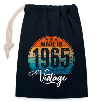 Millésime Fabriqué en 1965 Année de naissance 1965 Anniversaire - Sac cadeau en coton avec cordon (14 x 20 cm) - bleu marine - Devant
