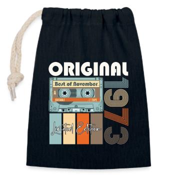 November Born 1973 49th birthday gift - Closable cotton gift bag (14x20cm) - navy - Front
