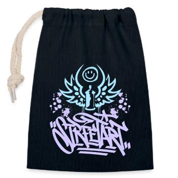Street Art, Urban Graffiti, Graffiti Grunge - Closable cotton gift bag (14x20cm) - navy - Front