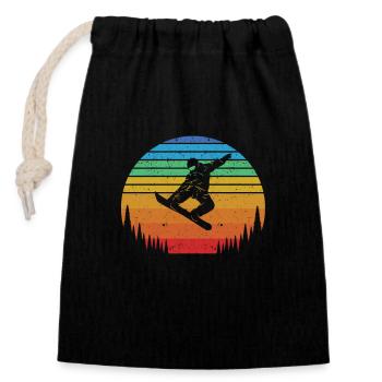 Vintage snowboarding lover winter sports fan - Closable cotton gift bag (14x20cm) - black - Front