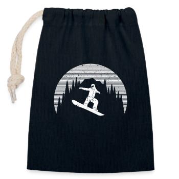Vintage snowboarding lover winter sports fan - Closable cotton gift bag (14x20cm) - navy - Front
