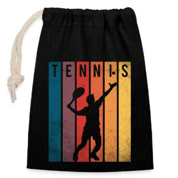 Joueur de tennis - Sac cadeau en coton avec cordon (14 x 20 cm) - noir - Devant