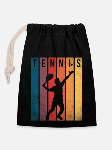 Joueur de tennis - Sac cadeau en coton avec cordon (14 x 20 cm) - noir