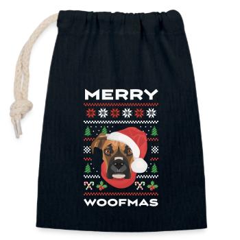 Boxer Frohe Weihnachten - Verschließbarer Geschenkbeutel aus Baumwolle (14x20cm) - Navy - Vorne
