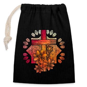 Christianity Cross - Closable cotton gift bag (14x20cm) - black - Front