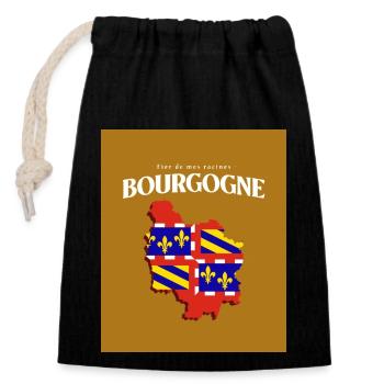 Fier de mes Racines Bourgogne Or - Sac cadeau en coton avec cordon (14 x 20 cm) - noir - Devant