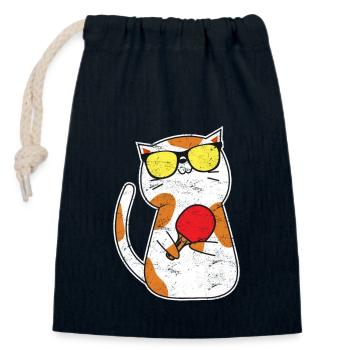 Funny Table Tennis Design Ping Pong Players Tourna - Closable cotton gift bag (14x20cm) - navy - Front