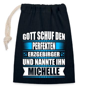 Erzgebirge Mann Namen Sachsen Michelle - Verschließbarer Geschenkbeutel aus Baumwolle (14x20cm) - Navy - Vorne