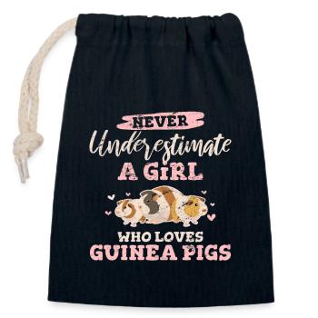 Fille qui aime les cochons d’Inde Amant Maman Filles Femmes C - Sac cadeau en coton avec cordon (14 x 20 cm) - bleu marine - Devant