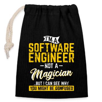 Software Engineer Not A Magician Programmer Develo - Verschließbarer Geschenkbeutel aus Baumwolle (14x20cm) - Schwarz - Vorne