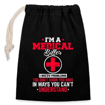 Funny Medical Coder Medical Billing Medical Coding - Closable cotton gift bag (14x20cm) - black - Front