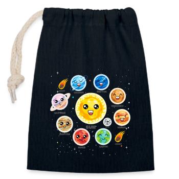 Système solaire Planètes Science Espace Réaliste mignon - Sac cadeau en coton avec cordon (14 x 20 cm) - bleu marine - Devant