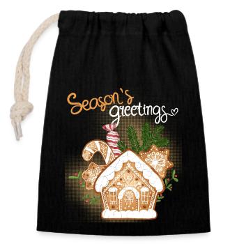 Maison en pain d’épices Maison en pain d’épice Noël - Sac cadeau en coton avec cordon (14 x 20 cm) - noir - Devant