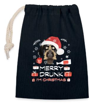 Deutsch Drahthaar Weihnachtsmarkt - Verschließbarer Geschenkbeutel aus Baumwolle (14x20cm) - Navy - Vorne