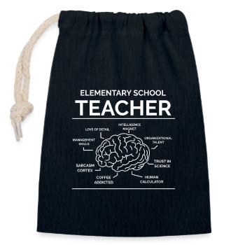 Primary school teacher Primary school teacher - Closable cotton gift bag (14x20cm) - navy - Front