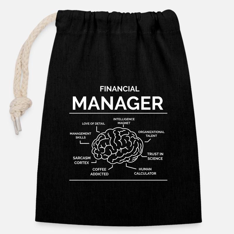 Finance Manager - Closable cotton gift bag (14x20cm) - black