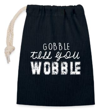 Gobble till you wobble - Thanksgiving Spruch - Verschließbarer Geschenkbeutel aus Baumwolle (14x20cm) - Navy - Vorne
