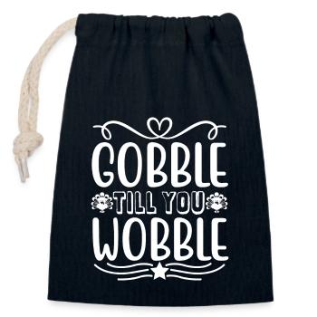 Gobble till you wobble - Thanksgiving Spruch - Verschließbarer Geschenkbeutel aus Baumwolle (14x20cm) - Navy - Vorne
