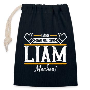 Liam Geschenkidee Geschenk Geburtstag - Verschließbarer Geschenkbeutel aus Baumwolle (14x20cm) - Navy - Vorne