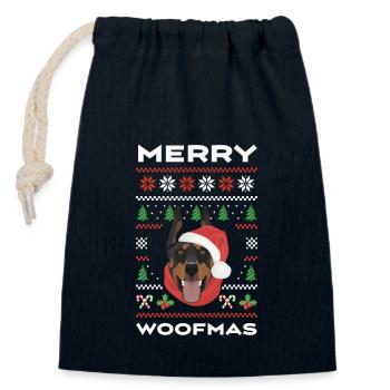 Dobermann Frohe Weihnachten - Verschließbarer Geschenkbeutel aus Baumwolle (14x20cm) - Navy - Vorne