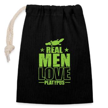 Les vrais hommes aiment l’ornithorynque l’ornithorynque Australie - Sac cadeau en coton avec cordon (14 x 20 cm) - noir - Devant