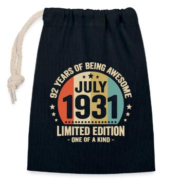 July 1931 92 Years Anniversary Vintage Gift - Closable cotton gift bag (14x20cm) - navy - Front