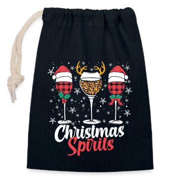 Christmas spirits - Closable cotton gift bag (14x20cm) - navy - Front