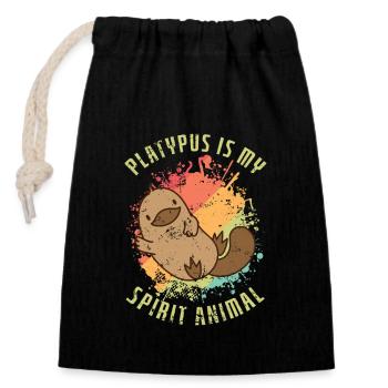 Ornithorynque est mon animal spirituel Schnabeltier - Sac cadeau en coton avec cordon (14 x 20 cm) - noir - Devant