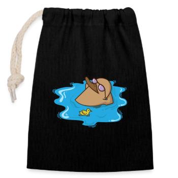 Ornithorynque s’allonge dans l’eau et se détend - Sac cadeau en coton avec cordon (14 x 20 cm) - noir - Devant