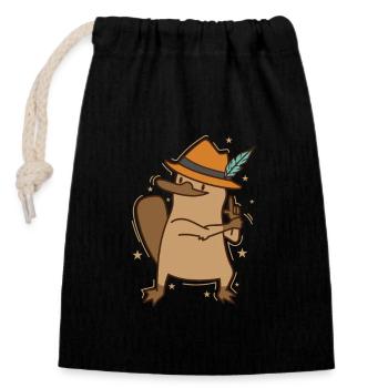 Ornithorynque joue la police australienne - Sac cadeau en coton avec cordon (14 x 20 cm) - noir - Devant