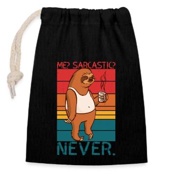 Me Sarcastic Never Sloth Saying - Closable cotton gift bag (14x20cm) - black - Front
