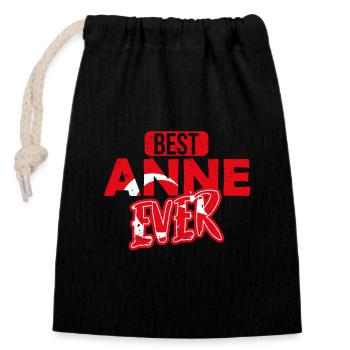 Best Anne Ever Turkish Mother - Closable cotton gift bag (14x20cm) - black - Front