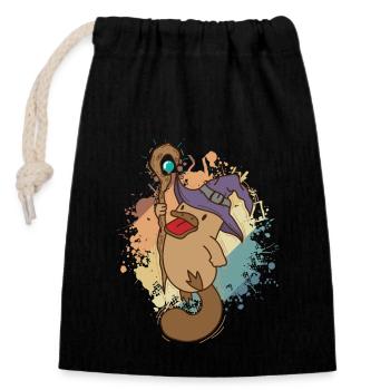 Platypus as wizard Australia - Closable cotton gift bag (14x20cm) - black - Front