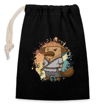 Platypus as Ninja Outback Australia - Closable cotton gift bag (14x20cm) - black - Front