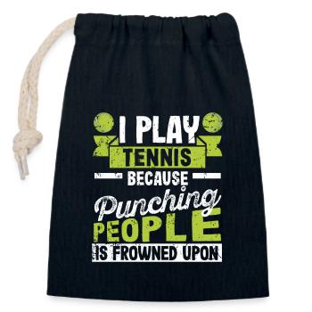 Ich spiele Tennis, weil es verpönt ist, Leute zu - Verschließbarer Geschenkbeutel aus Baumwolle (14x20cm) - Navy - Vorne