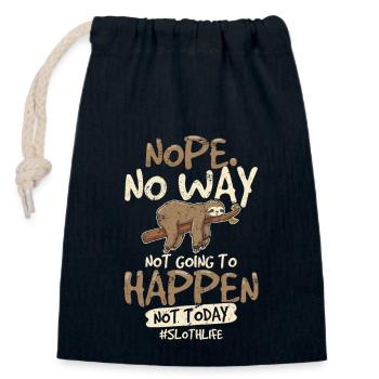 Sloth No Way Not Going to Happen Today Funny Anima - Verschließbarer Geschenkbeutel aus Baumwolle (14x20cm) - Navy - Vorne