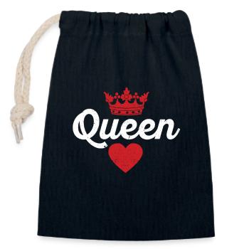 Königin Rotes Herz Krone Silhouette Paare Mann - Verschließbarer Geschenkbeutel aus Baumwolle (14x20cm) - Navy - Vorne