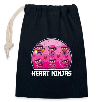 Les ninjas du cœur aiment l’esthétique de la culture japonaise - Sac cadeau en coton avec cordon (14 x 20 cm) - bleu marine - Devant
